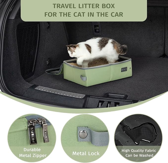 PETSFIT Portable Litter Box for Cats - Leak-Proof, Travel Litter Box for Cats in Car/Hotel/Lawn, Collapsible Litter Boxes - Image 9