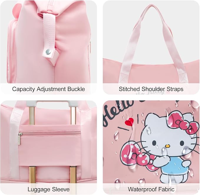 AmBealla Large Waterproof Travel Bag Weekender Carry On Tote,Lightweight Polyester Luggage Sleeve Overnight for Women Girls,Fits on Suitcase Work&Gym Sports - Image 4