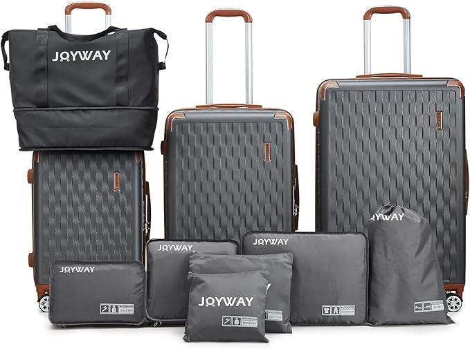 Melalenia Luggage 10 Piece Sets Clearance,Large Suitcase Set Spinner Wheels with TSA Locks,Hard Shell Luggage Sets for Women Travel Suitcase (Grey Brown) by Melalenia