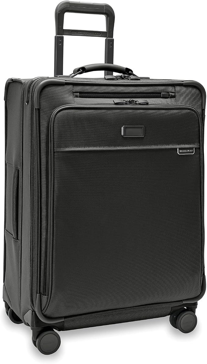 Briggs & Riley 26" Medium Expandable Spinner - Checked Luggage for Travel, Suitcases with Wheels, Softside Rolling Bag for Men & Women, Self-Repairing Zipper - Baseline Collection, Black by Unknown