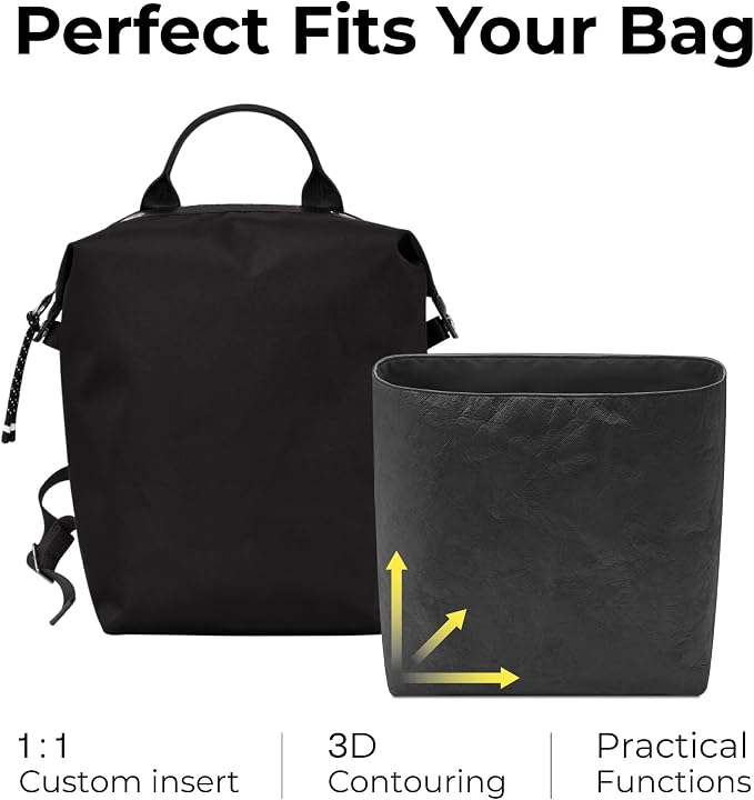 Purse Organizer Insert for Le-Pliage Energy Large Backpack Handbag,Custom Fit Inside Premium Lightweight Water Resistant Purse Insert with Zipper(Matte Black) - Image 4