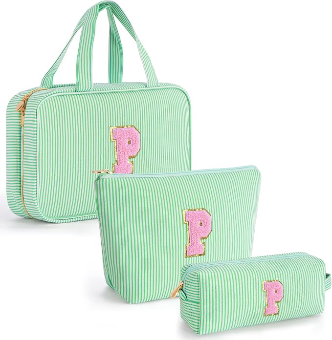 Gifts for Teen Girls Women - Travel Hanging Toiletry Bag & Makeup Bag - Personalized Initial Cosmetic Bag | Birthday Gift for Girl Trendy Stuff - Green P by Unknown