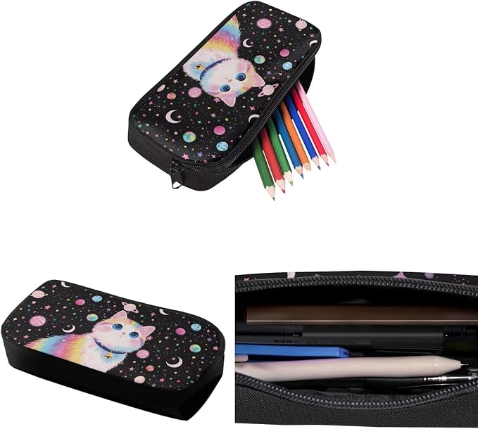 Cat Planet Backpack 4 Pcs Set for Girls Kids Casual Bookbag School Book Bag with Insulated Lunch Bag Pencil Case Water Bottle Sling, Back to School Supplies - Image 6