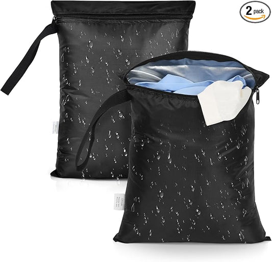 OTraki 2 Pack Wet Bags for Swimming Travel Laundry Bag Nappy Bag Dirty Wet Clothes Bag Waterproof Storage Bags for Gym Swimsuit Workout Yoga Beach Pool (12 x 14 inch) by OTraki