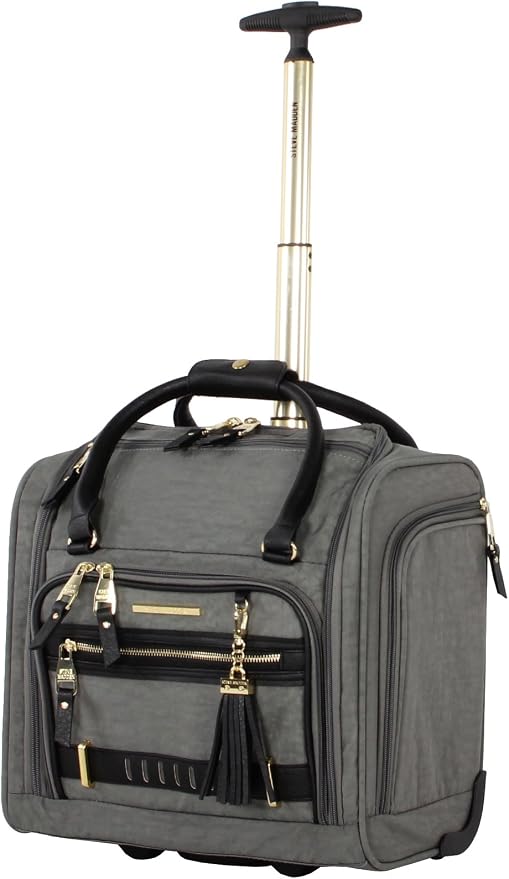 Steve Madden Designer Luggage Collection - 3 Piece Softside Expandable Lightweight Spinner Suitcase Set - Travel Set Includes an Under Seat Bag, 20-Inch Carry on and 28-Inch Checked Suitcase, - Image 5