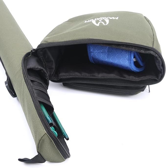 M MAXIMUMCATCH Maxcatch Fly Fishing Rod Case with Reel Pouch, Complete Protection Bag for 9FT 2/4 Piece Rods (Green, For 7.5' 4sec Fly Rod Length: 25.9'') - Image 4