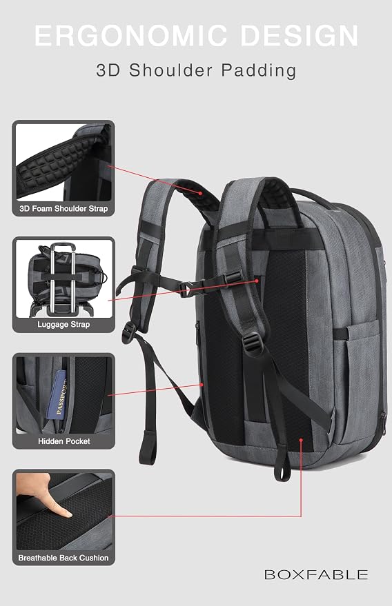 Vacuum Seal Travel Backpack 45L with Pump - Expandable Air Compression System, Water-Resistant Business TSA Lock, Laptop Backpack, Carry-On Suitcase Luggage, Gifts for Men - Image 6