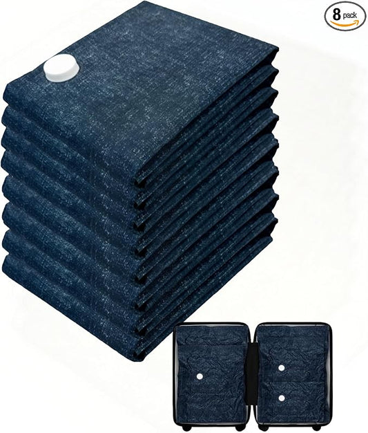 8 Pack Oxford Ripstop Tear-proof Vacuum Storage Bags with Hand Pump Included, 2 Small(for Luggage)+2 Medium+2 Large+2 Jumbo Sizes, Reusable Vacuum Seal Bags for Home Storage, Travel by Unknown