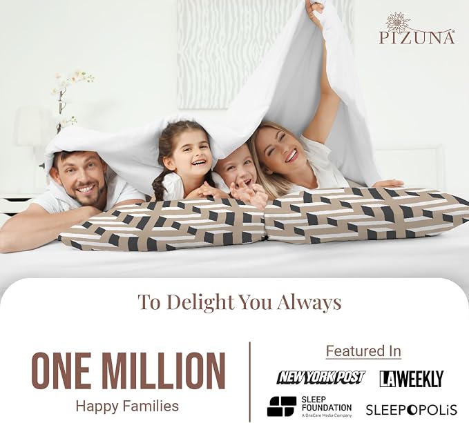 Pizuna Pure 100% Cotton Pillow Cases Queen Size (2 PC), Luxurious 400 Thread Count Long Staple Cotton Sateen with Stylish 4" Hem (Combed Mosaic Print Cotton) - Image 4