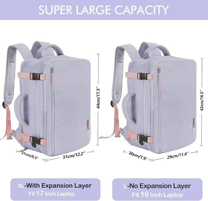 Beraliy Large Travel Backpack For Women, Airline Approved Carry On Backpack, Anti Theft Personal Item Backpack, Waterproof Bag, Casual Daypack Travel Essentials - Image 8