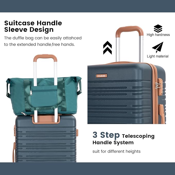 Amalodie Luggage Sets 5 Piece Suitcases with Double Spinner Wheel,Suitcase Set ABS Hard Case Luggage with TSA Lock and Durable Waterproof Travel Luggage - Image 4