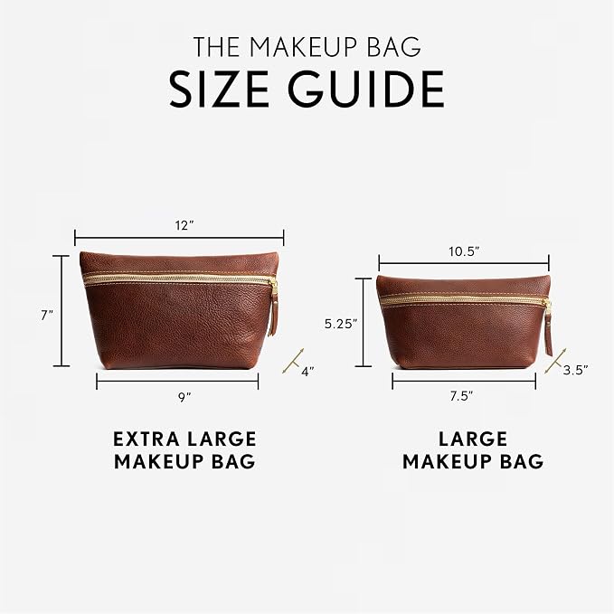 Portland Leather Goods Makeup Bag – Travel Friendly Cosmetic Bag with Zipper Closure for Organizing Makeup & Toiletries – Handmade from the Finest Full-Grain Hides – Large, Nutmeg - Image 4