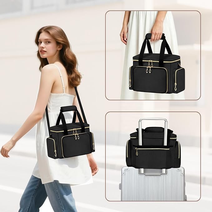 GDNasist Large Makeup Bag, Portable Travel Makeup Bag Organizer for Women Girls with Removable Shoulder Strap & Detachable Dividers, Cosmetic Travel Bag, Toiletry Bag for Makeup - Image 7