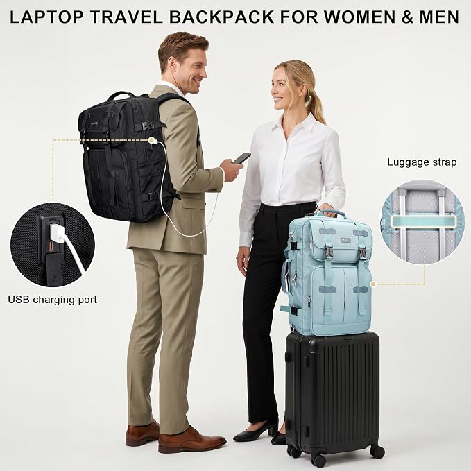 PIJUSHI Travel Backpack for Women, 3-In-1 Convertible Bag with Multi-Pocket | Carry On Luggage Duffle with 16" Laptop Compartment, Anti-Theft Back Pocket, USB Port for Daily, Airport - Image 6