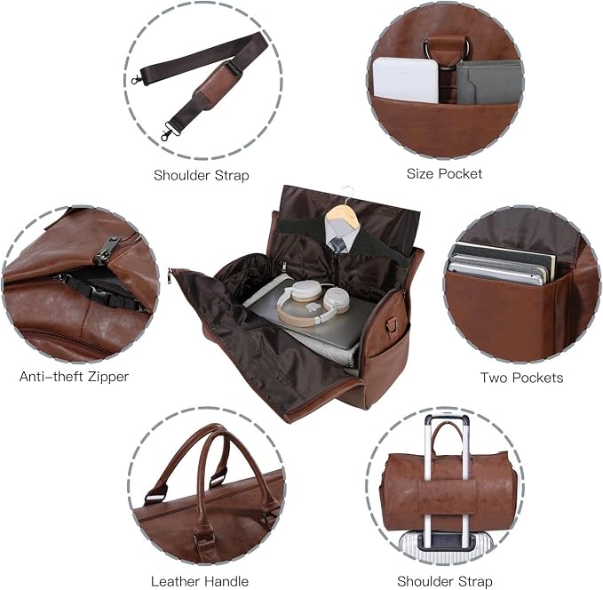 seyfocnia Convertible Travel Garment Bag,Carry on Garment Duffel Bag for Men Women - 2 in 1 Hanging Suitcase Suit Business Travel Bag - Image 3