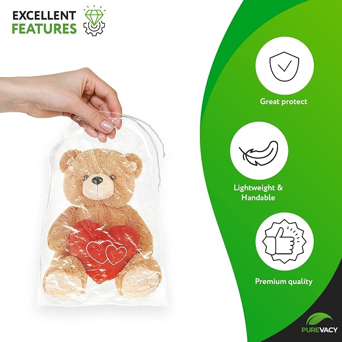 Clear Drawstring Bags, 12 x 16 Inch Plastic Shoe Bags with Cotton Drawstrings, Pack of 1000 for Travel Storage and Packaging - Image 4