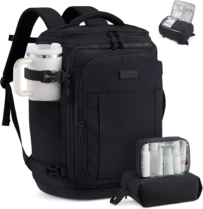 LOVEVOOK Travel Backpack for Women & Men, 26L Airline Approved Personal Item Carry On Backpack, Lightweight with 2 Packing Cubes, Waterproof Daypack for Work, Gym & Weekend Travel by LOVEVOOK