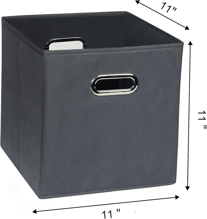 Fabric Cloth Storage Bins,Fabric Cube Organizer with Dual Handles Foldable Cube Storage Baskets for Home Bedroom Storage,Set of 8,(Gray) - Image 2