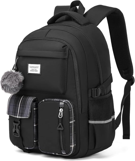 Large School Backpack for Teen Girls, Big Student Laptop Backpack Aesthetic Bookbags for College Women Elementary Middle High School Travel Mochilas Escolares, Black by VANKANY