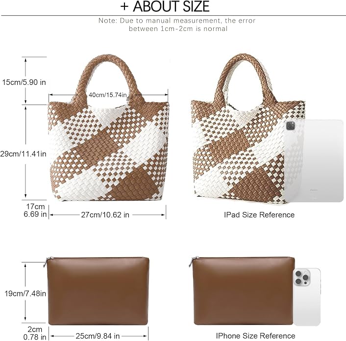 JINMANXUE Fashion Woven Bag Shopper Bag Travel Handbags and Purses Women Tote Bag Large Capacity Shoulder Bags - Image 4