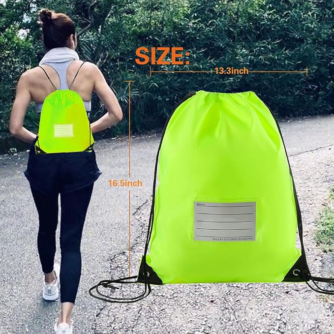 50 Pack Drawstring Bags,Bulk Draw String Backpack, Gym Sports Cinch Bag Sackpack for Women Men, Fluorescent Green - Image 5