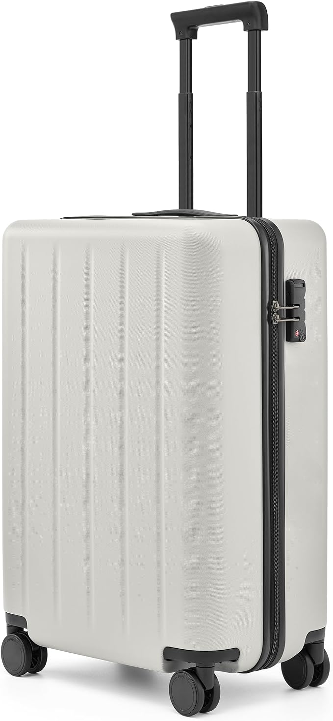 NINETYGO Carry On Suitcase, 20 Inch Carry-On Luggage with Double Spinner Wheels, Dry Wet Separate, PC Hard Case Suitcase, Lightweight Travel Luggage, TSA Approved (Solid White, Danube) by NINETYGO