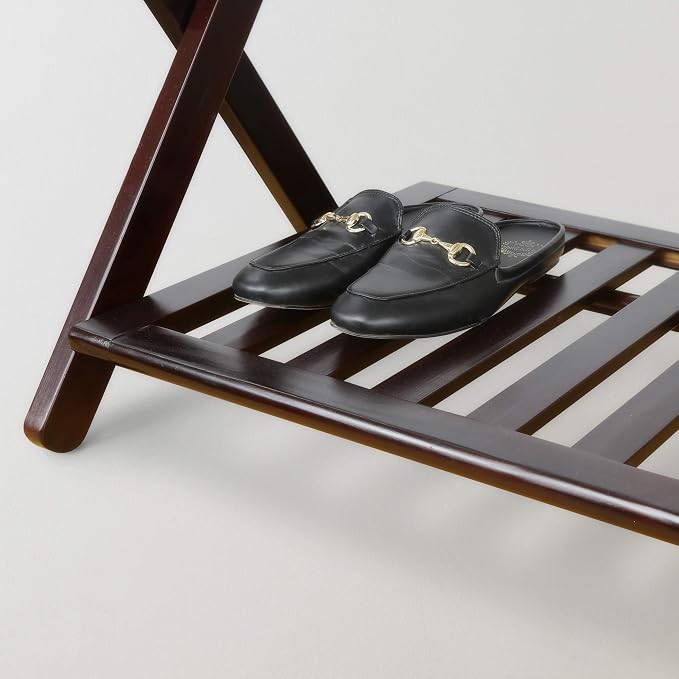 Casual Home Luggage Rack with Shelf, Espresso - Image 12