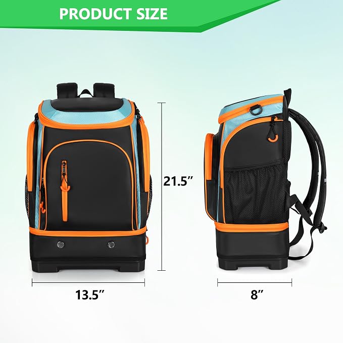 Smasrob 35L Swim Bag, Swim Backpack with Hard Shoe Compartment, Orange | 2 Insulated Sections, Multiple Pockets, for Boys and Girls - Image 6