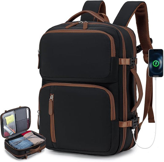 43x33x15cm Personal Item Bag Expandable 30L Travel Backpack 17x13x6 Inches Underseat Bag for Airlines Lightweight Carry on Luggage Water Resistant Flight Approved for College, Weekender Black by BAGZY