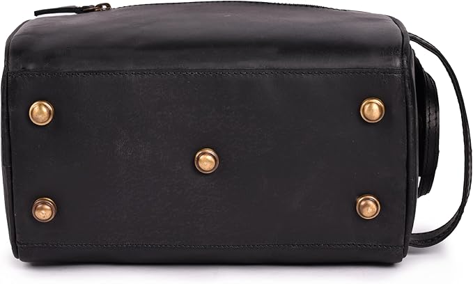 Premium Leather King Size Toiletry Travel Pouch – Handcrafted Dopp Kit Bag with Waterproof Lining, Spacious Design for Travel Essentials, Elegant Black Finish - Image 6