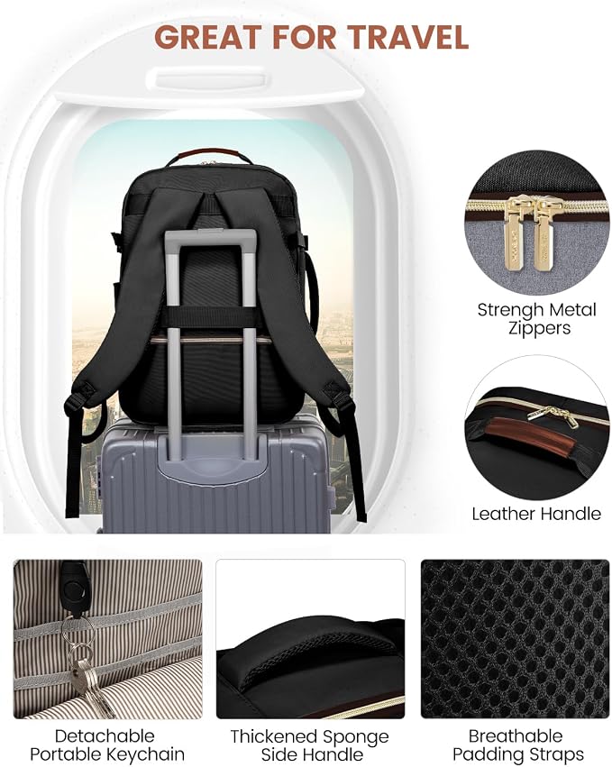 LOVEVOOK 56L Travel Backpack for Women & Men, Airline Approved Carry On Luggage with 3 Packing Cubes, TSA Overnight Bags, Waterproof Personal Item Bag, Weekender Essentials Backpacks fits 17" Laptop - Image 5