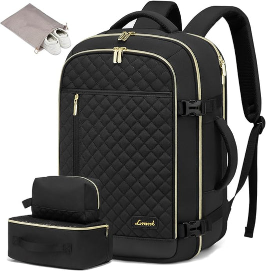 LOVEVOOK Large Travel Backpack for Women, 40L Carry on Backpack for Airplanes,TSA Personal Item Travel Bag fits 17" Laptop,Travel Essentials Carry On Bag Flight Approved with 3 Packing Cubes by LOVEVOOK
