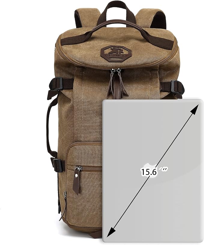 Kalesi Gym Duffle Bag Backpack 4-Way Vintage canvas with Shoes Compartment for travel Sport Hiking laptop (Vintage coffee) - Image 4