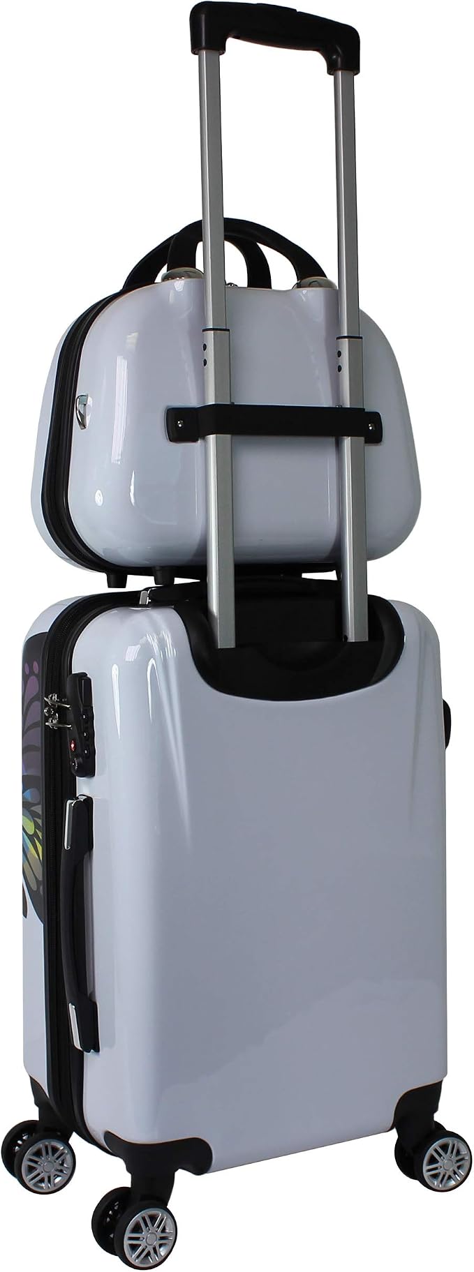 World Traveler Butterfly 3-Piece Polycarbonate Hardside Expandable Spinner Luggage Set with Enhanced Wheel System - Image 9