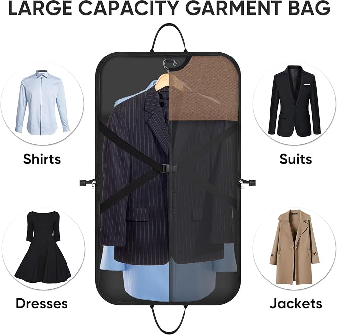 BALEINE Travel Garment Bag, Travel Suit Bag for Men, 42'' Waterproof Carry on Garment Bag for Hanging Clothes, Garment Duffel Bag for Travel Business (Orange) - Image 5
