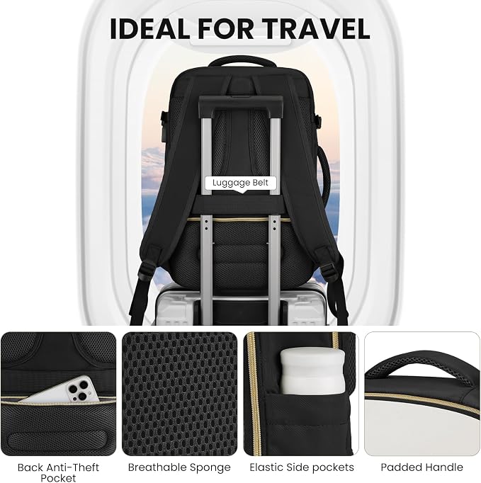 YAMTION 42L Large Travel Backpack for Women,Carry On Luggage with 4 Packing Cubes, Airline Approved Weekender Bookbags for Personal Items fits 18 Inch Laptop - Image 7