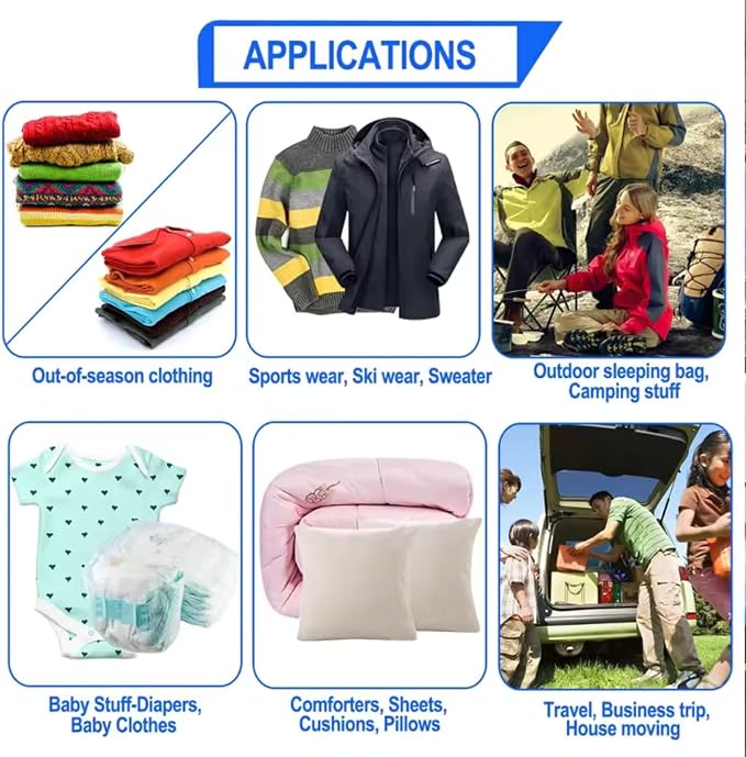 Vacuum Bags for Clothes, Storage Space Saver Bags for Traveling Small for Travel, Compression with Hand Pump - Image 8