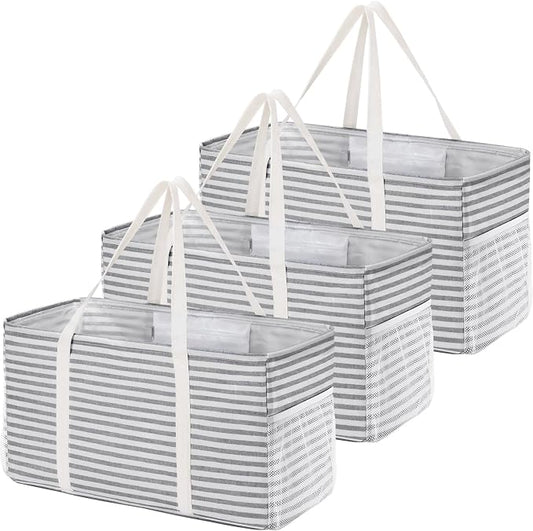 Lifewit Extra Large Tote Bag, Reusable Grocery Bags with Metal Wire Frame and Handles by Lifewit