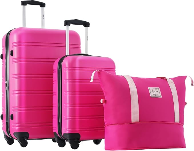 Merax Luggage Sets 2 Piece Suitcase Set 20/28 IN,Carry on Luggage and Travel Bag TSA Lock Expandable,Hard Case Luggage with Spinner Wheels,Pink by Merax