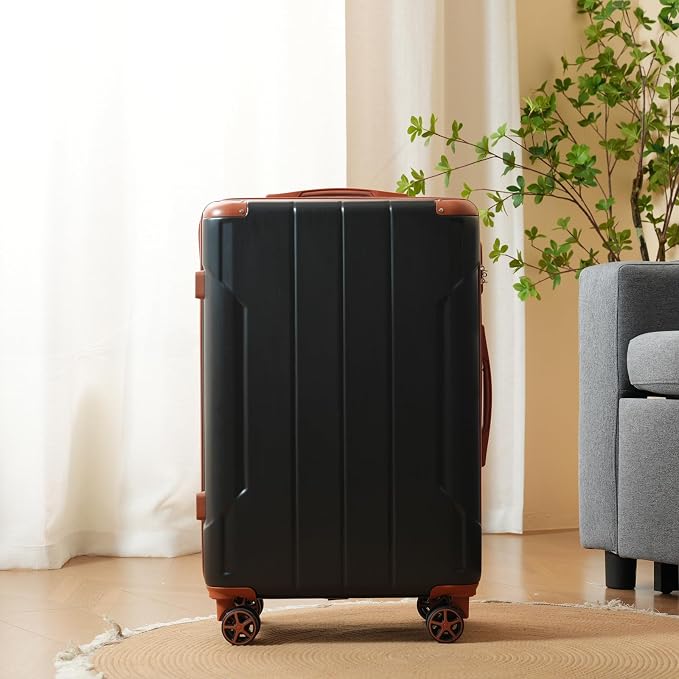 Merax Luggage Set 3 Piece, Hard Shell Suitcase Set with Spinner Wheels, Lightweight and Durable, Telescoping Handle, Carry On Luggage for Business and Vacation Travel (Black Brown) - Image 6