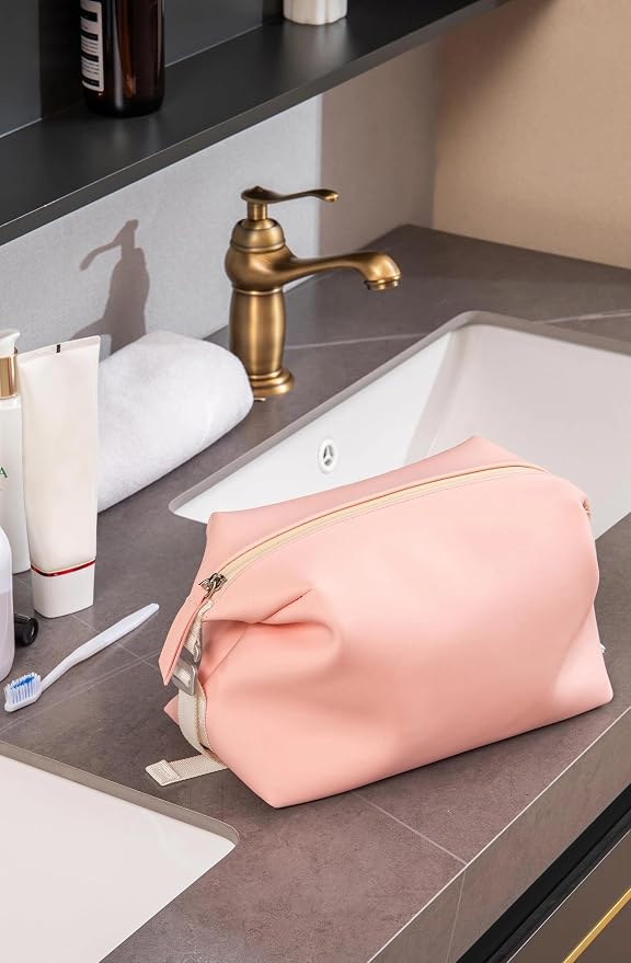 6"x 9.84" 4.5L Large Silicone Toiletry Bag,Waterproof Leakproof Foldable Travel Organizer,Dopp Kit Alternative for Men & Women,Pink - Image 6