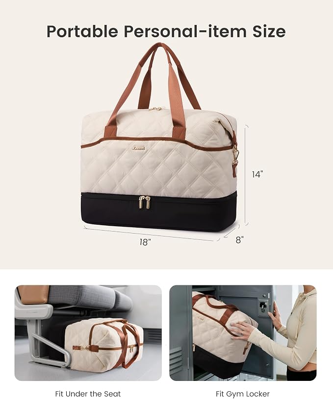 LOVEVOOK Travel Carry On Bag for Women, Lightweight Weekender Bags with Shoe Compartment, Wet Pocket, Hospital Overnight Bags for Women Labor Delivery, Personal Item Duffle Bag for Gym, Sport - Image 5