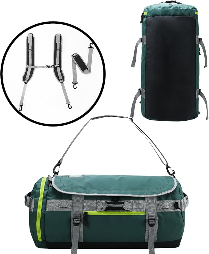 MIER Large Duffle Bag Backpack for Travel Camping Gym Sports, 45L/60L/90L | Water Resistant, Convertible Duffel, Detachable Backpack Straps, Shoe Compartment, Heavy-Duty Tarpaulin, 3 Sizes - Image 6
