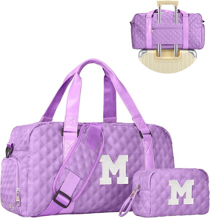 Personalized Duffle Bag Women Girls Gift: Letter Carry on bags, Dance Cheer bag Sports for Girl, Kid Gymnastics Bags, Birthday Gifts for Grandkids Girls Teens by Elilier