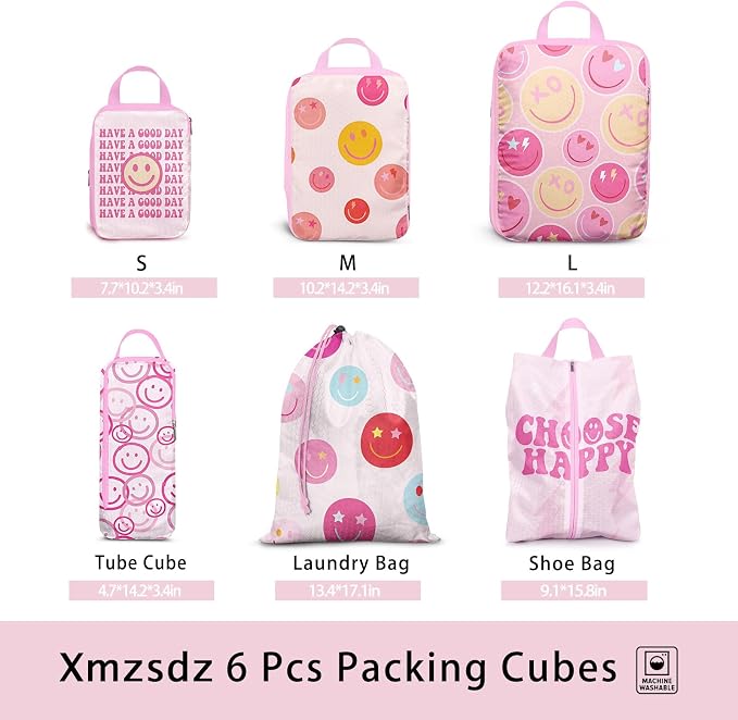 6 Pcs Compression Packing Cubes, Packing Cubes for Travel, Waterproof Luggage Organizer Bags Set, Cute Packaging Cubes for Women Kids Backpack Carry-Ons - Image 3