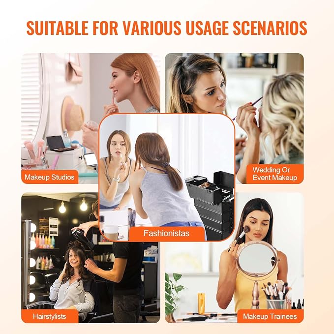 VEVOR Makeup Train Case Professional Makeup Storage Organizer Box Make Up Carrier for Women and Girls - Image 6