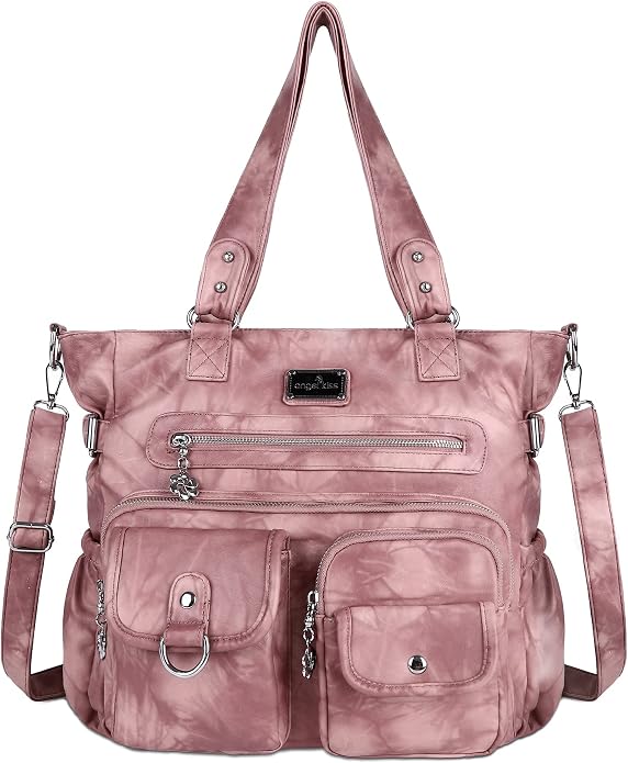 Angelkiss Purses Handbags for Women PU Tote Satchel Bags for Women Pockets Shoulder Bags… | PU by AngelKiss