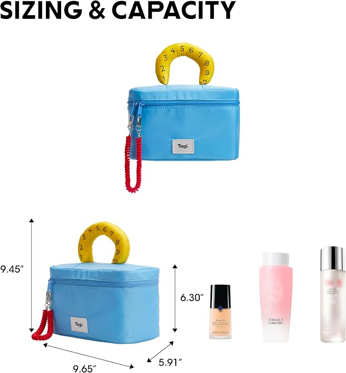 Tagi. Callme Hotdog Large Capacity Travel Makeup Bag, Waterproof Polyester Cosmetic Bag for Women, Wide-Open Flat Pouch for Toiletry & Travel, Portable Organizer with Handle & Dividers - Image 2