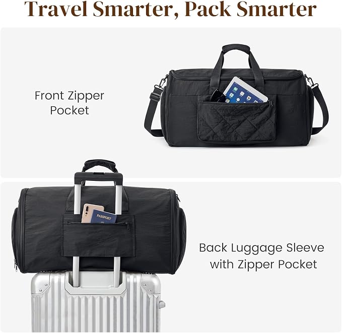 S-ZONE Garment Duffle Bags for Travel Carry on Convertible 2 in 1 Suit Bags Hanging Suitcase with Toiletry Bag 50L - Image 4