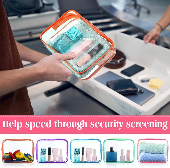 Sanwuta 100 Pcs Clear Makeup Bags Bulk Toiletry Bag for Travel Transparent Cosmetic Bag PVC Waterproof Travel Small Pouches with Zipper for Men and Women (Candy Colors) - Image 4